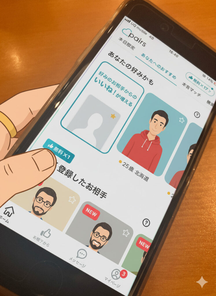 AI機能で価値観の合う相手と出会える