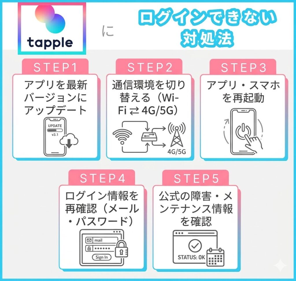 タップル（tapple）にログインできない時の対処法