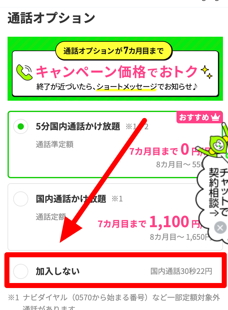 ラインモ　オプション