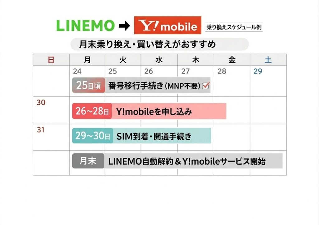 LINEMOからワイモバイルへの乗り換えに最適なタイミングは？